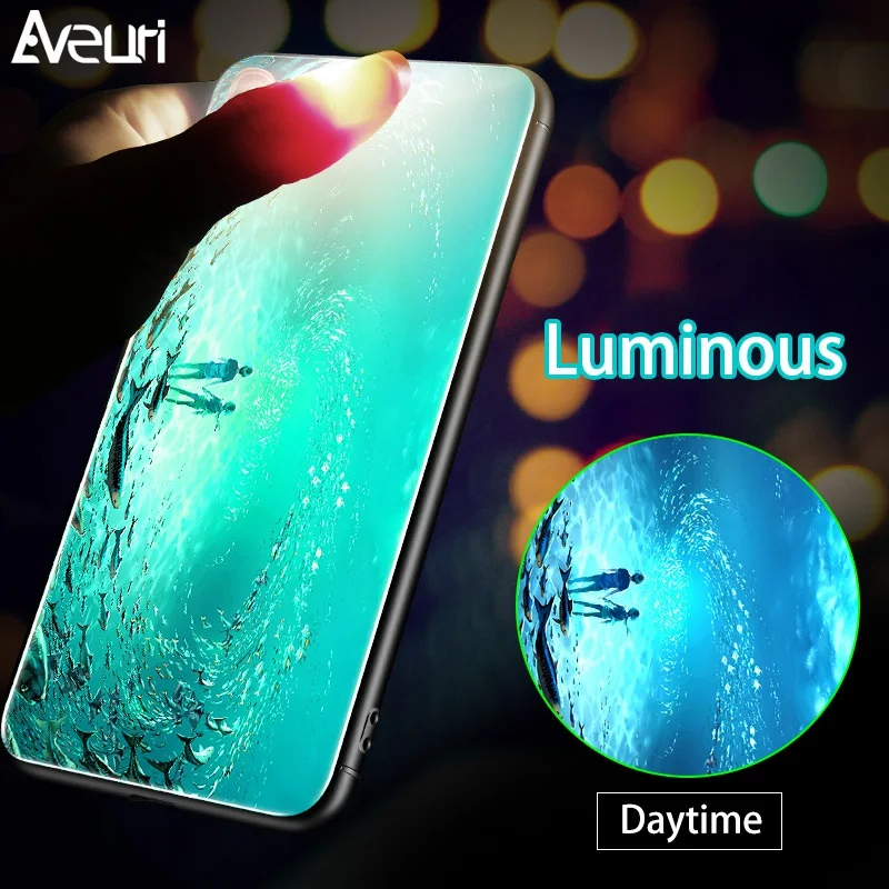 

Luminous Glass Phone Case For Huawei P Smart Plus 2019 Nova 3 3i 4 Coque Luxury 9H Tempered Cover Case For Huawei P Smart 2019
