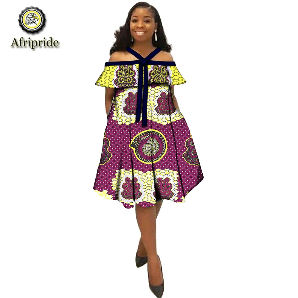 AFRIPRIADE африканские платья для женщин Взрывные модели Весна позиционирование Печать Этническая юбка с галстуком-бабочкой S1925027