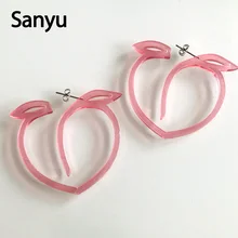 Супер прекрасный дизайн полые розовый сочный персик акриловые сережки-гвоздики большие преувеличенные крутые милые серьги-гвоздики для женщин