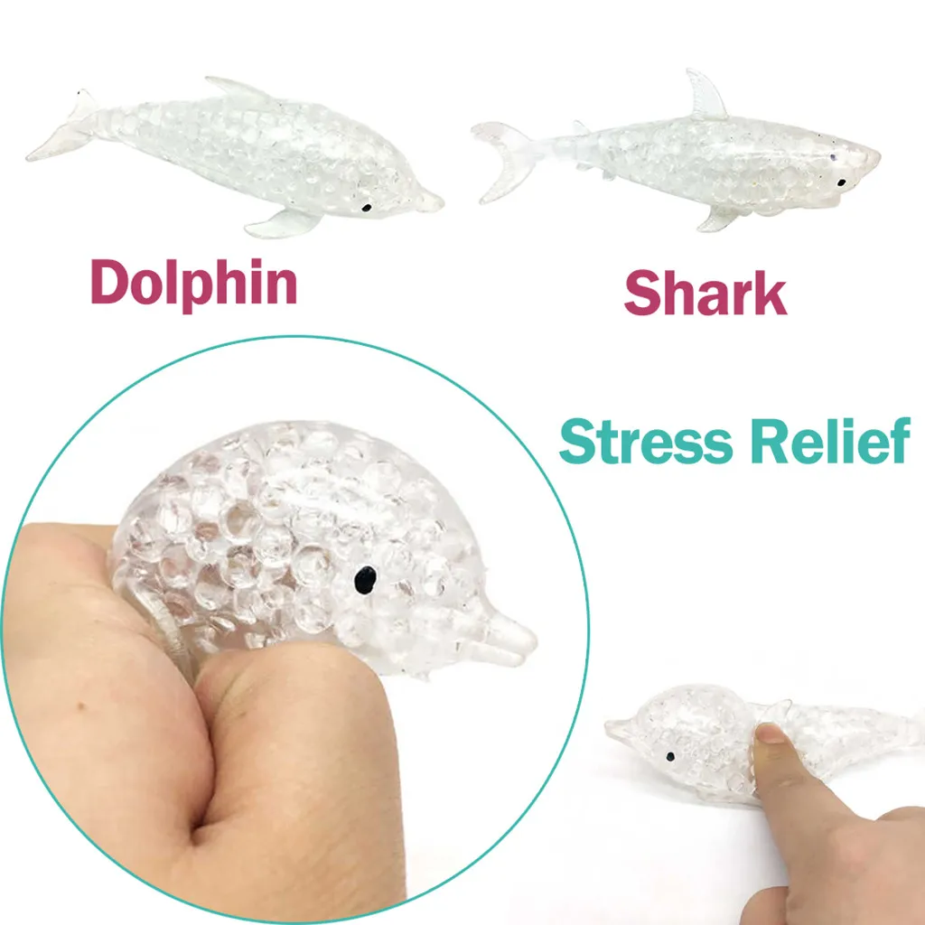 

Children decompression puzzle pinch toy sponge shark / dolphin beads pressure ball toy squeezable Squishies stress relief toy