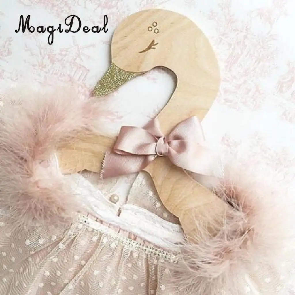2pcs/Set Novelty Swan Baby Kids Room Nursery Wooden Coat Clothes Hook Hanger Gift Favor Photo Prop