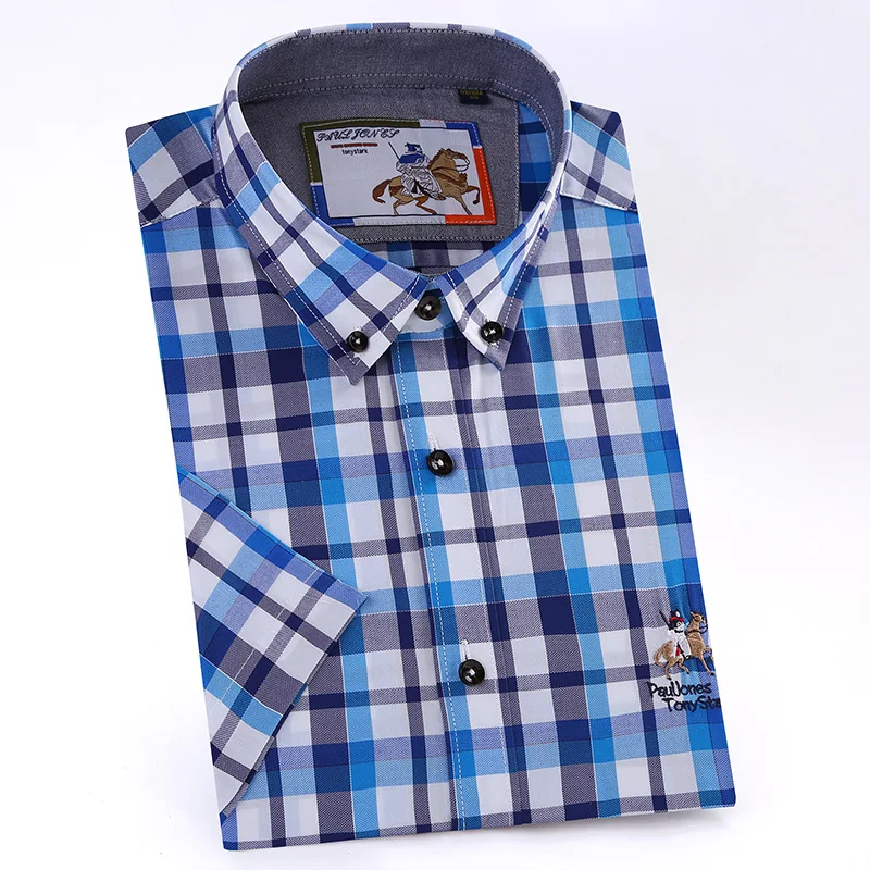 Рубашка мужская с коротким рукавом в клетку из мягкого хлопка|shirt big size|mens dress