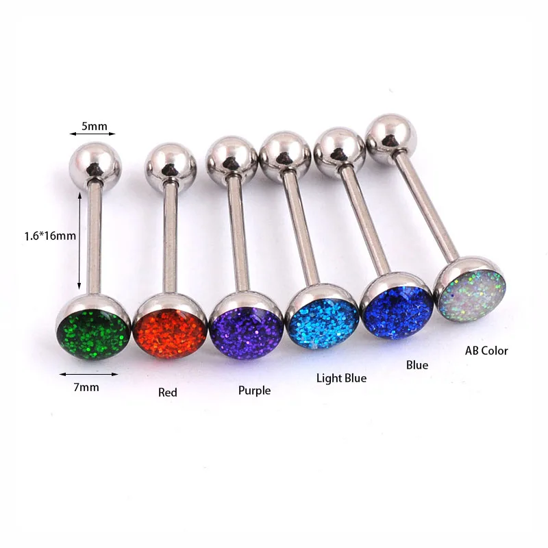 Oil Drop 1pc fashion Shinning tongue ring stud stainless steel man woman fashion jewelry silver Color tongue piercing jewelry - Image 2