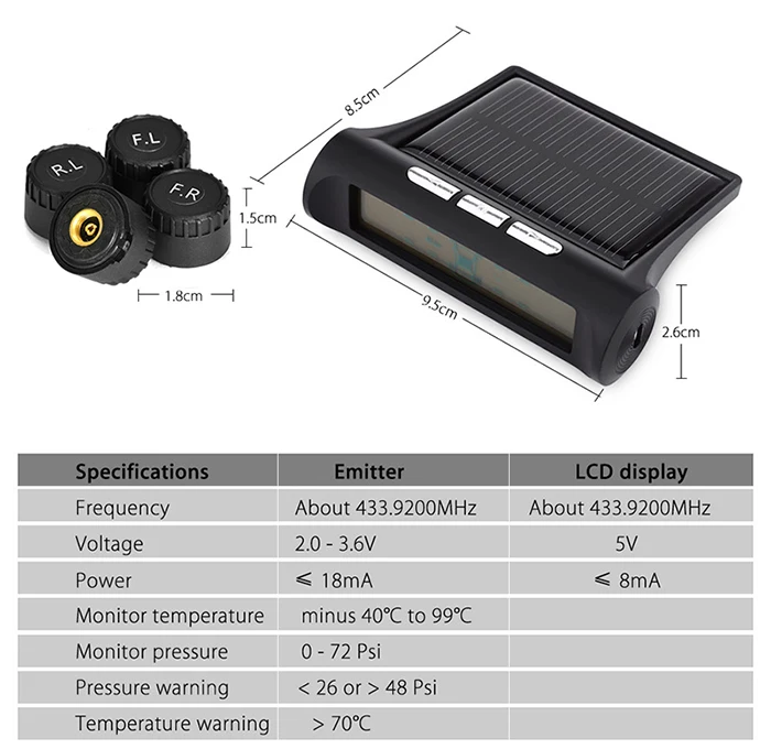 TP880 автомобильный TPMS система контроля давления в шинах Солнечная энергия жк-дисплей цветной дисплей с 4 внешними или внутренними датчиками автоматическая сигнализация - Тип: external sensors