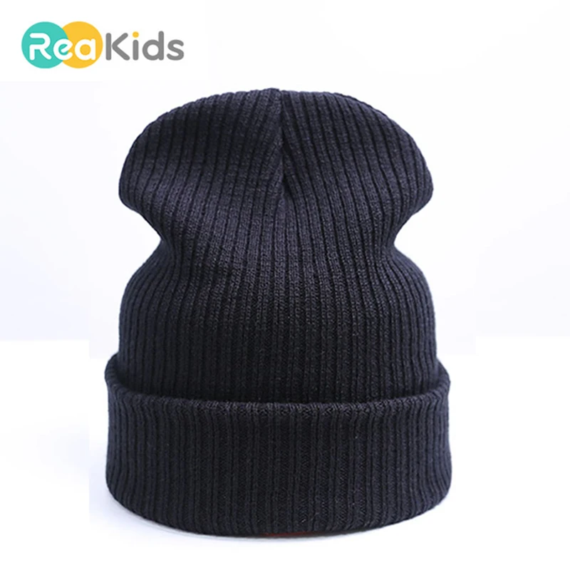 REAKIDS Skullies Beanies, детская шапка, зимняя теплая детская простая однотонная вязаная шапочка для малыша, шерстяные теплые шапки для девочек и мальчиков, шапочки, шапка