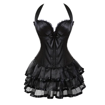 

2019 New Overbust Dresses Lingerie Women's Sexy Straps Corsets Black Carnival Dress Costume Overbust 68053704