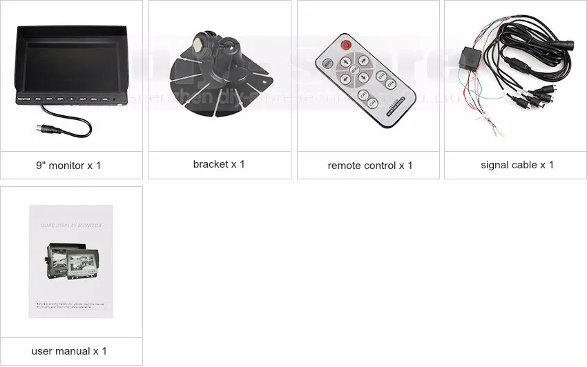 DIYSECUR 4CH 4PIN 9 дюймов 4 Сплит Quad ЖК-экран дисплей заднего вида монитор для автомобиля Грузовик Автобус камера заднего вида система мониторинга