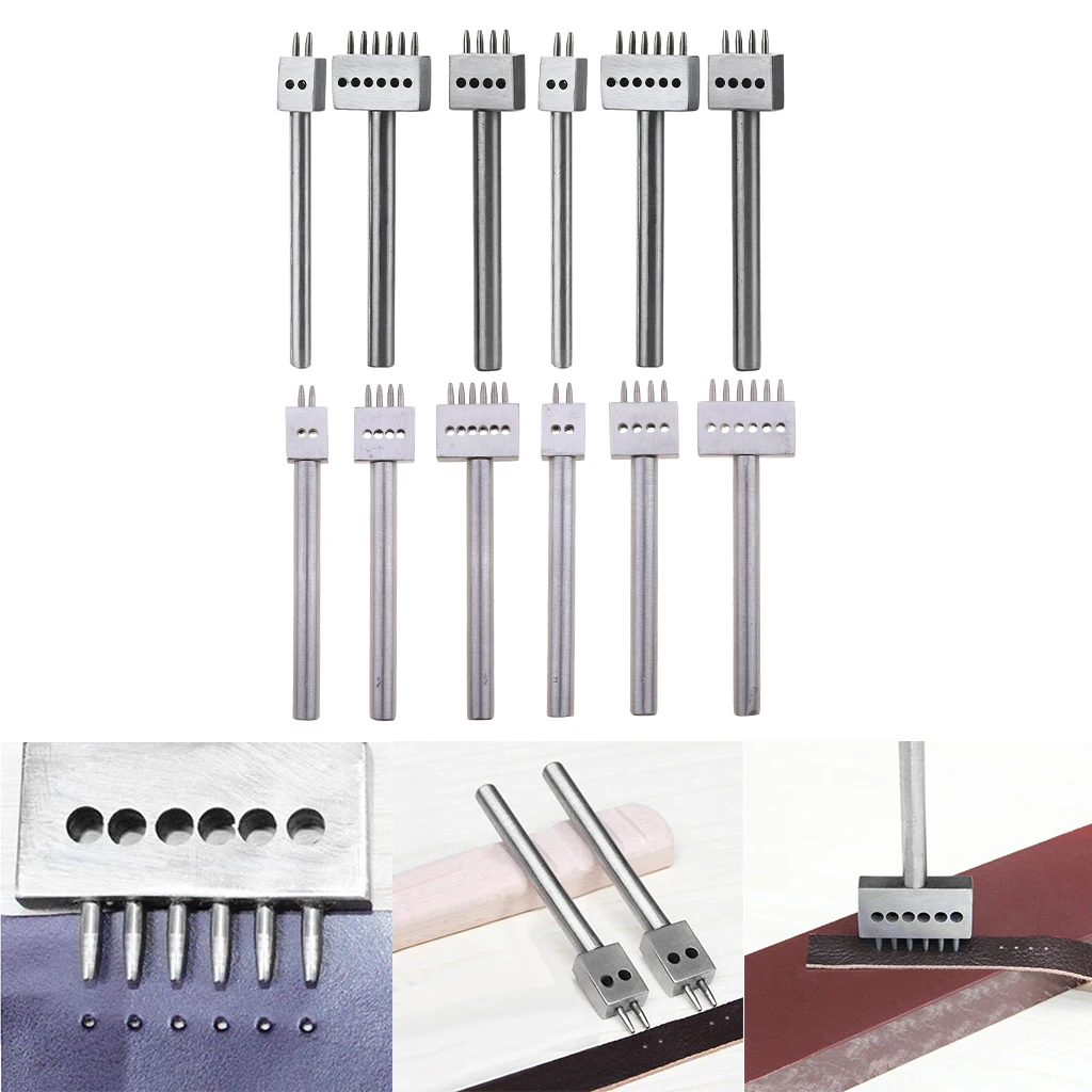 12Pieces Assorted Leather Craft Row Hole Punch Cutter Tool Stitching DIY