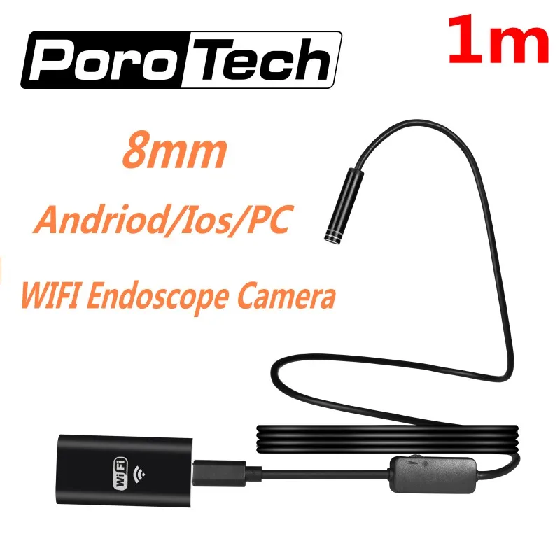 8 мм Android IOS WiFi эндоскоп 1 м жесткий/мягкий кабель мини-камера HD 720 P Беспроводной