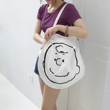 Твердые холщовые сумки на плечо из овечьей шерсти, Экологичная сумка для покупок, сумка с мультипликационным принтом, сумка для вторичной переработки, простой дизайн, здоровая Сумка-тоут, ручная сумка