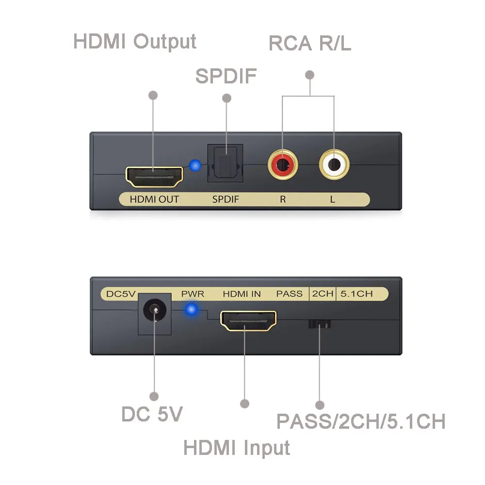 Аудио и видеодекодер proзор HDMI в Оптический RCA L/R 4K Loop 2.1CH 5.1CH экстрактор