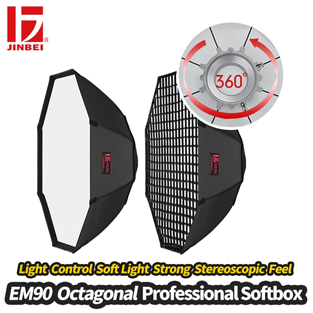 

JINBEI EM-90 90cm 35" Octagon Honeycomb Grid Softbox Beehive Soft Box with Bowens Universal Mount Portrait Product Photography