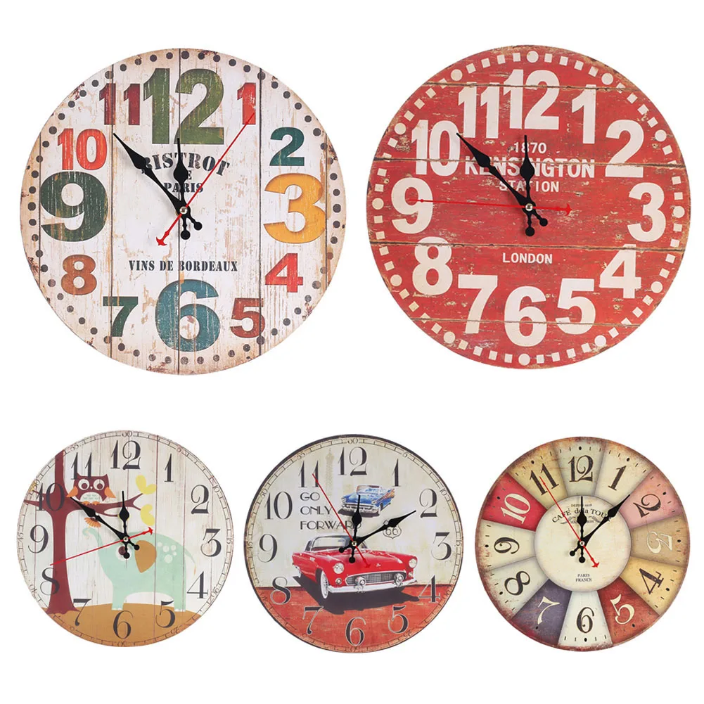 

Retro Circle Wall Decoration Watch Vintage Home Decoration Wall Clock With Roman Number Silent Decorative Wall Clock