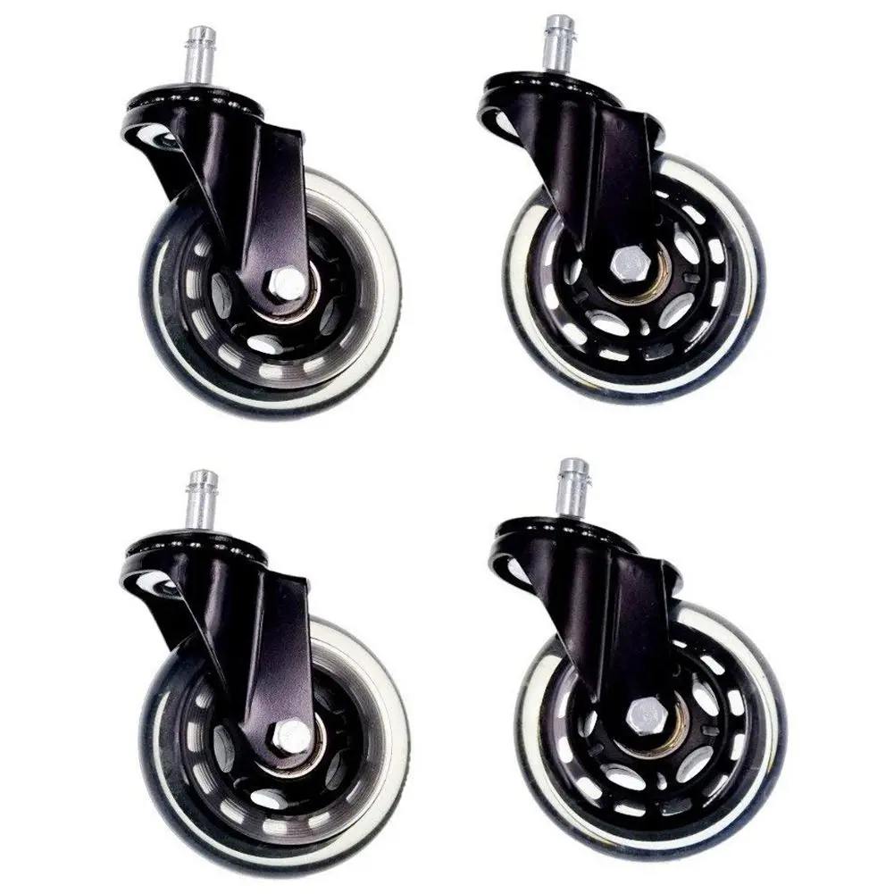 4x Black swivel PU wheels castor Set Diameter 75mm = 3inch 180kg for your home or office furniture chair table trolley dolly |