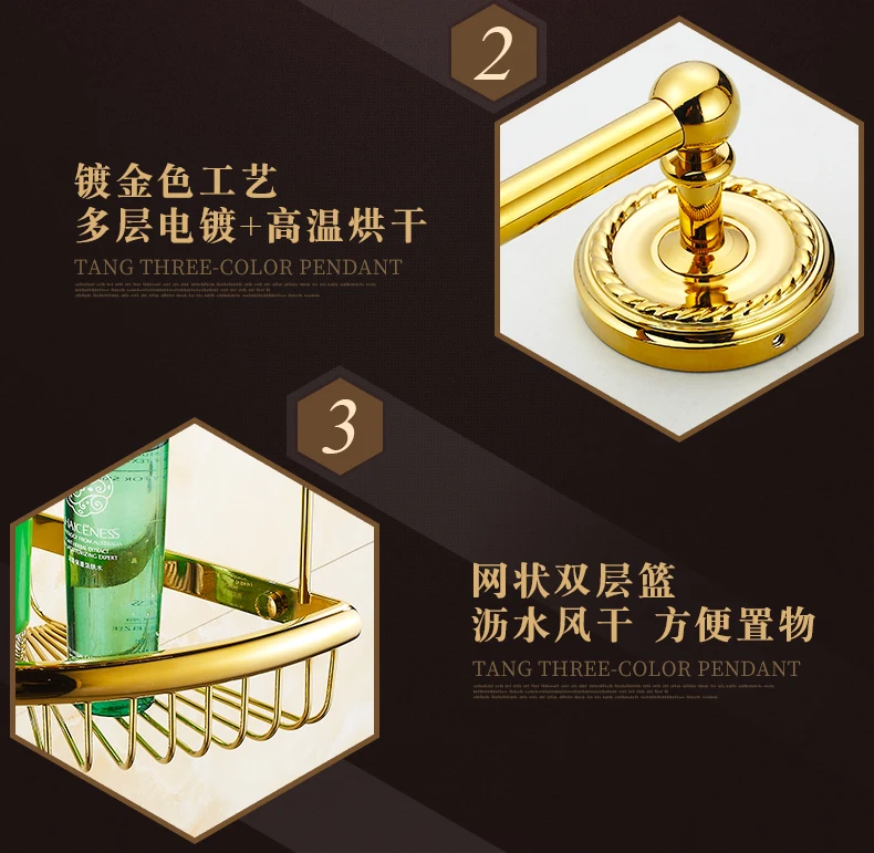 All-copper bath towel rack gold-plated single faucet European style bathroom creative paper towel rack towel ring