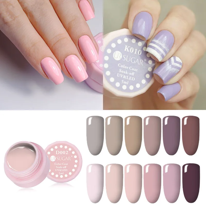 

UR SUGAR 5ml Gel Polish Grey Color Semi Permanent Soak Off Gel UV Gel Lacquer White Black Pink Gel Varnish Enamel Manicure