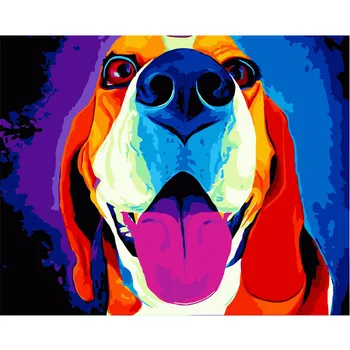 

Painting By Numbers DIY Dropshipping 40x50 50x65cm Tongue cute color dog Animal Canvas Wedding Decoration Art picture Gift