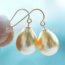 Красота пара 12- 16 мм золотой оболочки жемчужные серьги 4 шт. 2 пар серьги серебряный крюк