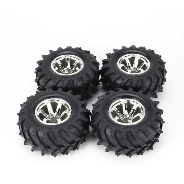 Best Offers AUSTAR 4pcs AX-3002 125mm Rim Rubber Tyre Tire Wheel Plastic Hub for 1/10 RC Big Feet Model HSP HPI Beadlock Spare Parts RC Toys