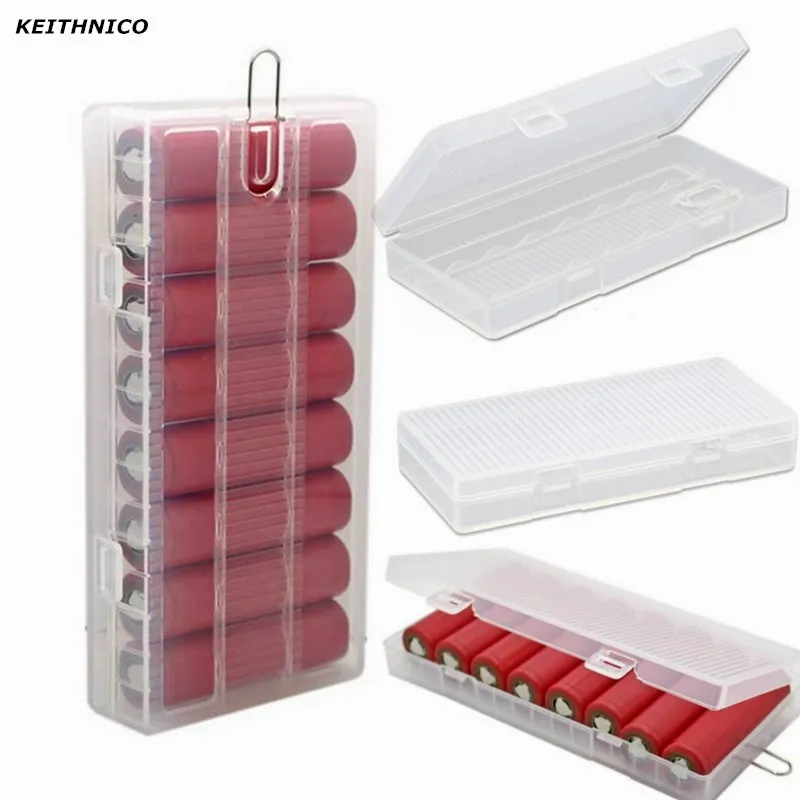 

KEITHNICO 1PC 8X18650 Battery Holder Case 18650 PP Battery Storage Box with Hook Holder Transparent Strong Hard Case