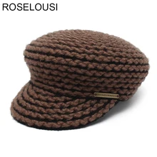 ROSELUOSI военная шапка для женщин Осень Зима шерстяные военные шапки женские повседневные Шапки женские Casquette