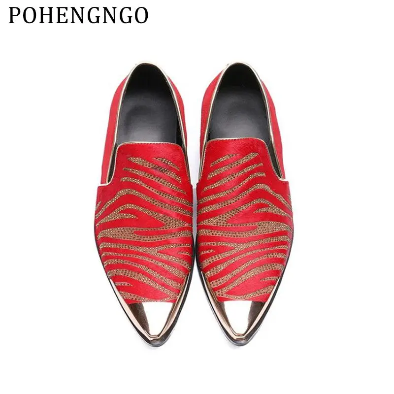 Luxury brands Red striped loafers Men Moccasins Smoking Slippers Men s Dress Shoes Wedding Party Flats shoes