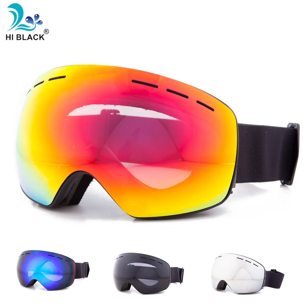 Hi black brand ski goggles Double Lens UV400 Anti fog Adult Snowboard