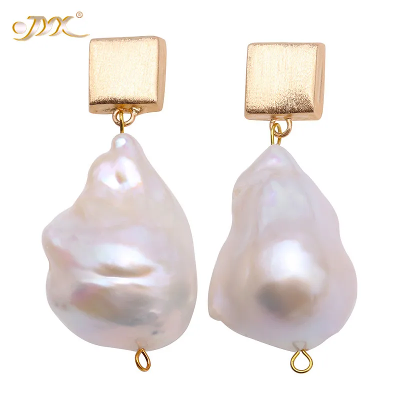 

JYX 2019 new style Pearl Earrings Sterling Silver Baroque 20*30mm White Baroque Freshwater Cultured Pearls Drop Dangle Earrings