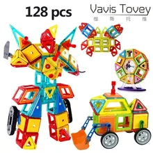 

Vavis Tovey Magnetic Building Blocks Designer kits 128Pcs with Ferris Wheel Car Models Educational DIY Bricks Toys Children