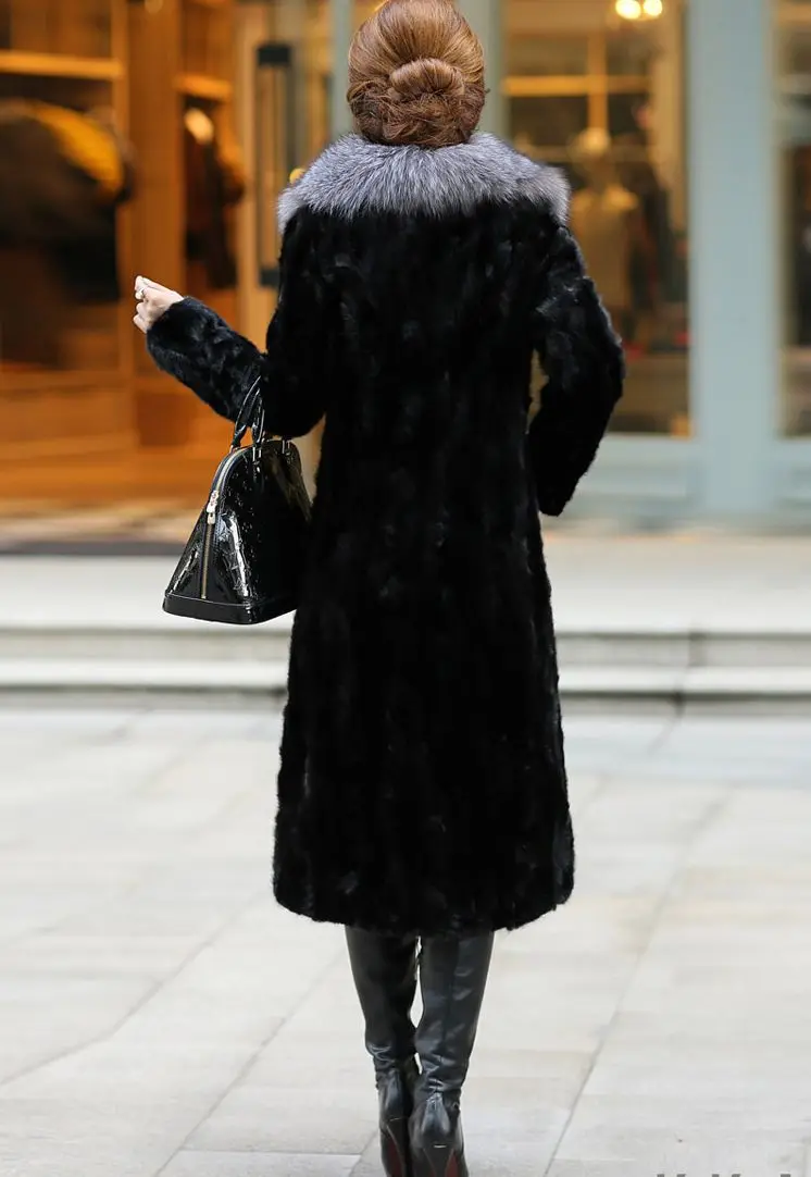 Taille 1 Épais Renard La Vison Chaud Mince Imitation X Pardessus Pleine D'hiver Le Dame Plus Cardigan Tournent Manteau Bas Long 2 Femme Vers PE1Fx