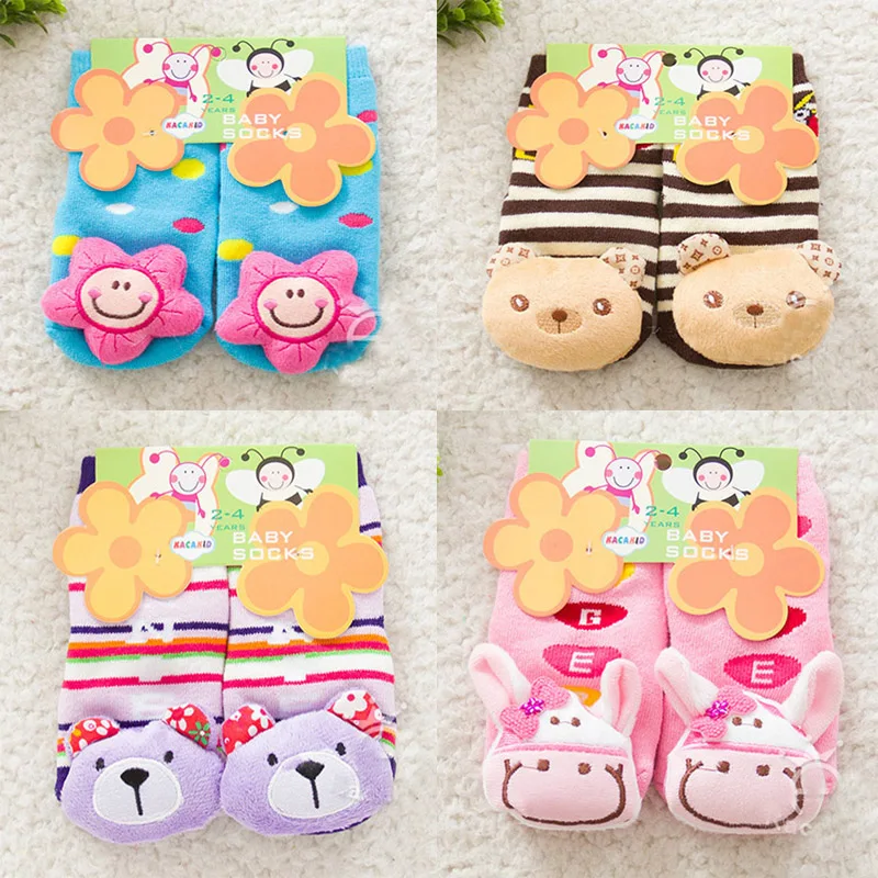 Baby Anti Slip Newborn 2-4 years Cotton Lovely Cute Socks 3D Animal Cartoon Boy Girls Unisex Skid Rubber Sole Socks Thick