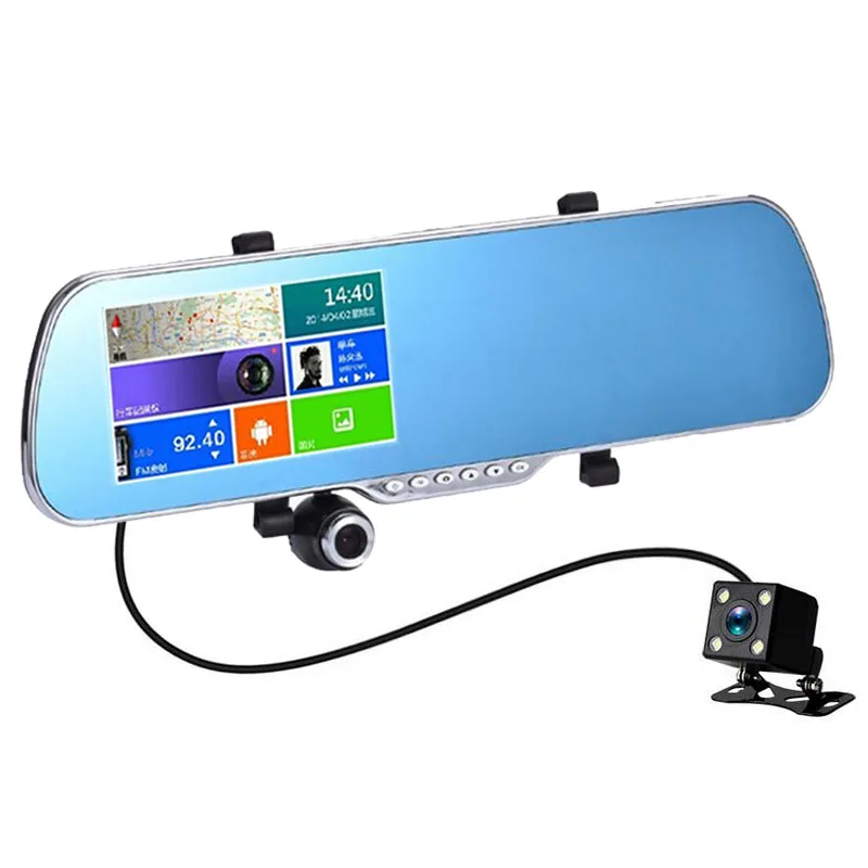 5 Inch FULL HD 1080P Android Car Rearview Mirror DVR with two camera
