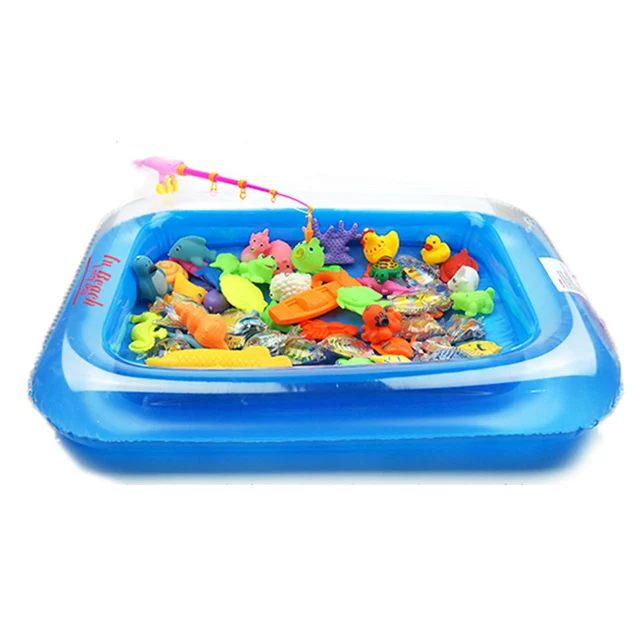 new magnetic toys kids fishing toy set with inflatable pool big fish