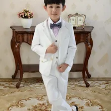 Белые детские костюмы на двух пуговицах, строгий комплект, детская одежда, Свадебный костюм для мальчиков, Custome Homme(пиджак+ штаны+ галстук-бабочка+ жилет