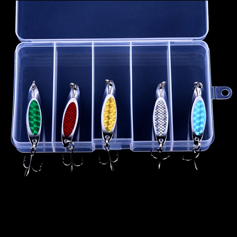 5pcs/lot Colorful Metal Sequins Fishing Lure Spoon Lure Snakehead