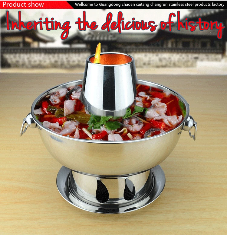 1.8 Liters High Quality Stainless Steel Charcoal Hotpot,Hot Pot, Chinese Fondue Outdoor cookware