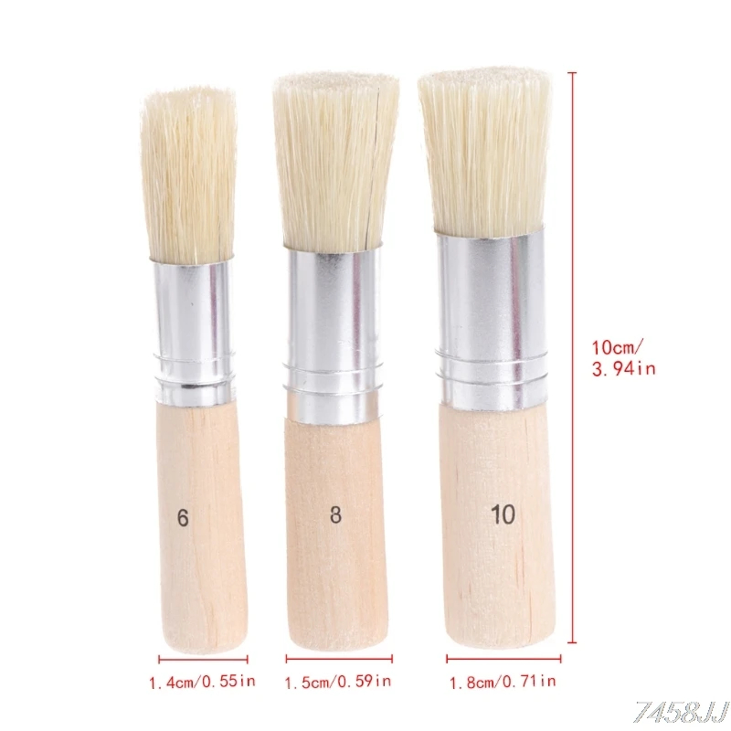 

3Pcs/Set Wooden Stencil Brush Hog Bristle Brushes Acrylic Watercolor Oil Painting Drop ship