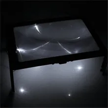 Ultrathin A4 Full Page Large PVC Magnifier 3X Foldable Magnifying Glass Loupe Hands Free for Reading with 4 LED Lights the elderly a4 size desk type reading loupe magnifying glass illuminated magnifier with 4 led lamps lights for old people
