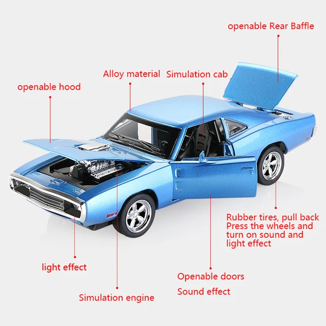 KIDAMI 1:32 Alloy Diecast Models Dodge Charger The Fast And Furious Toys Vehicle for Children MINI AUTO Classic Metal Cars 4