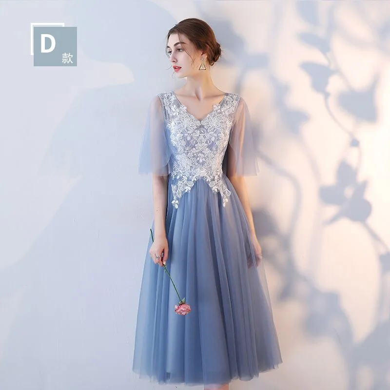 dusty blue cocktail dress