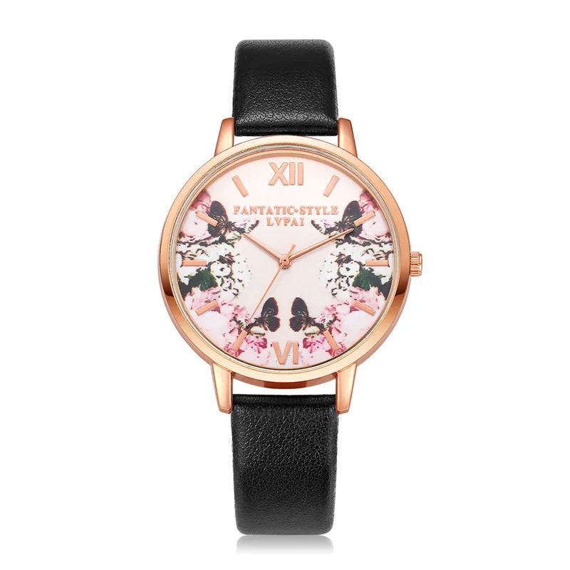 LVPAI модные часы женские кварцевые наручные часы из искусственной кожи Vogue с цветочным принтом женские часы Женские повседневные часы Relogio