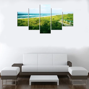 

5 Pieces Seaview Scenery Beach Canvas Print Painting Modern Canvas Wall Art for Wall Pcture Home Decor Artwork Framed