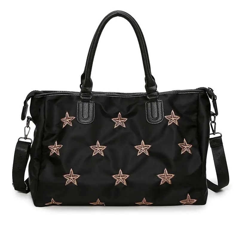 Ladies Black Travel Bag Stars Shoulder Bag Women Handbag Ladies Weekend ...