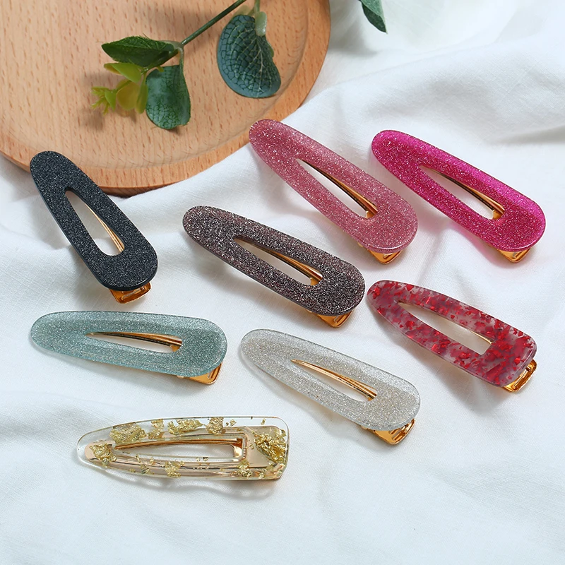 

Fashion Women Girl Korea Hollow Acrylic Shiny Hair Clips Geometric Duckbill Clip Hair Accessories Barrette Accessories gift