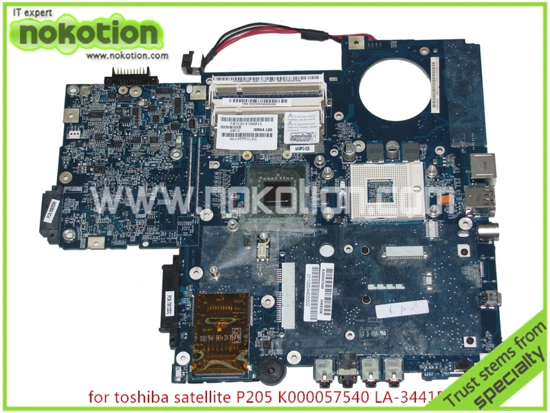 

NOKOTION =ISRAA LA-3441P REV 2B K000057540 Laptop Motherboard For toshiba satellite P200 P205 965GM Mainboard