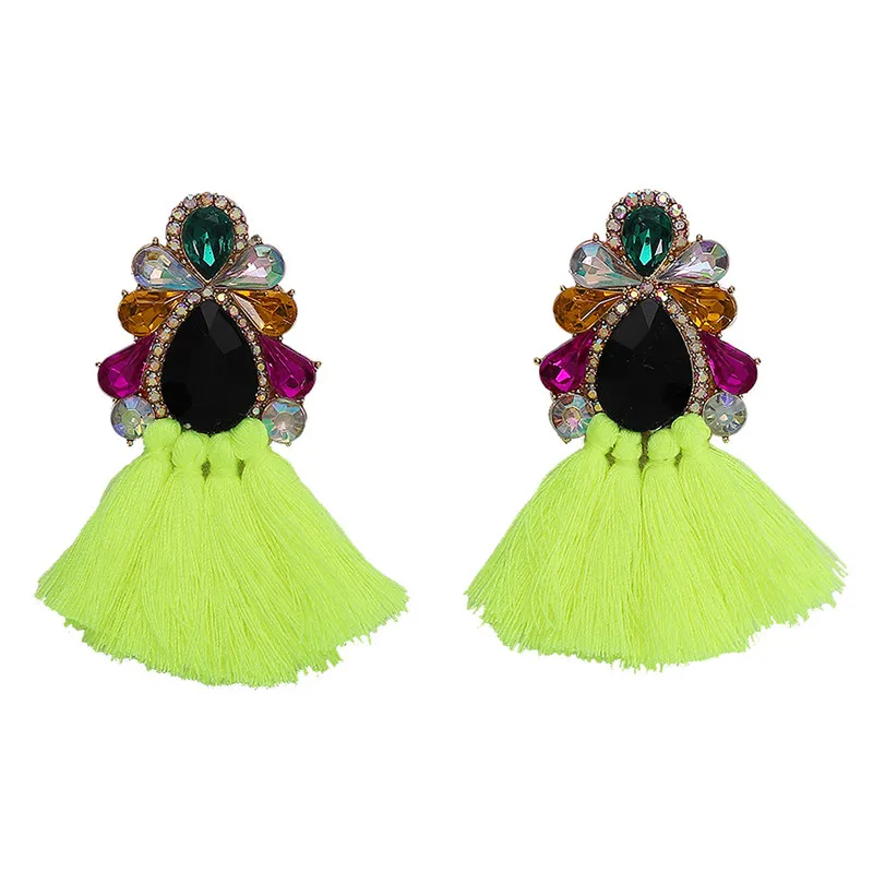 

Colorful Crystal Top Short Tassel Earrings for Women Water Drop Rhinestone Dangle Earrings boucle d'oreille femme 2019 ET1182