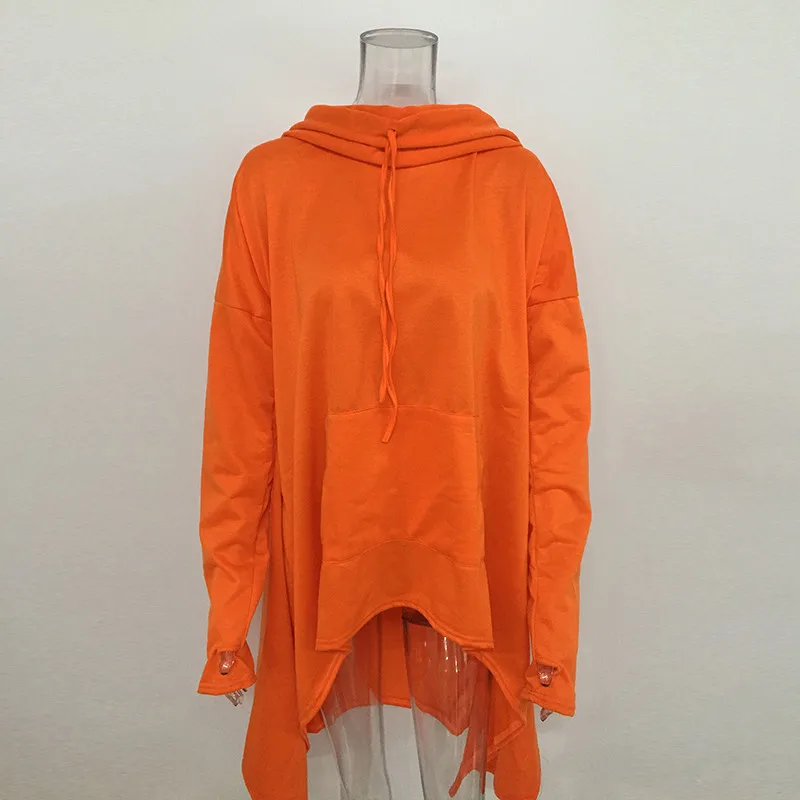 Plus Size S-5XL Solid Long Hooded Sweatshirt Women Long Sleeve Hoodies Pockets Asymmetrical Autumn Tops Sudadera Mujer Tracksuit09