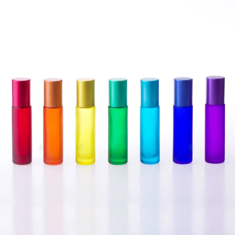 

Roll On Bottle 10ml Color Frosted Roll On Color Cover Molded Thick Oil Bottle 100PCS/LOT