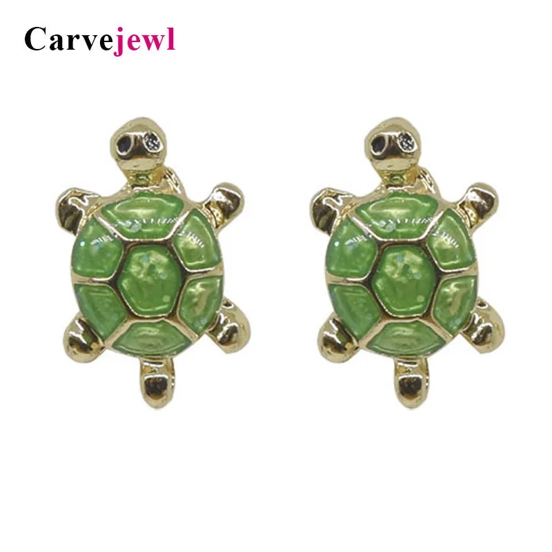 Женские серьги-гвоздики с эмалью Carvejewl ручная роспись подарочные серьги-черепахи