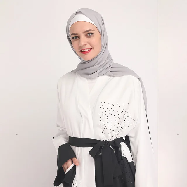 Женские мусульманские Длинные Халат abaya открытый кардиган лоскутное Дубай длинное платье Исламская одежда Турция кимоно Ближний Восток Молитвенное платье Новинка